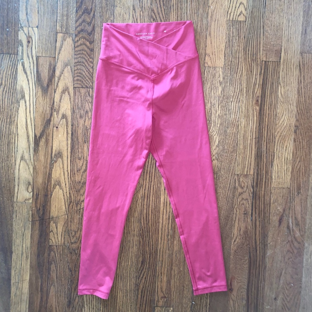 AE high waisted pink crossover leggings